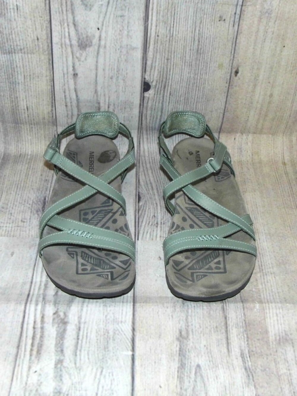 MERRELL Sandspur Blue Dove Leather Sandals Womens Size 8 - Picture 4 of 7